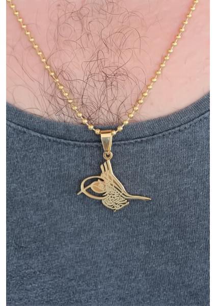 Gold Renk Metal Osmanlı Tuğra Figürlü Erkek Kolye fiyatları