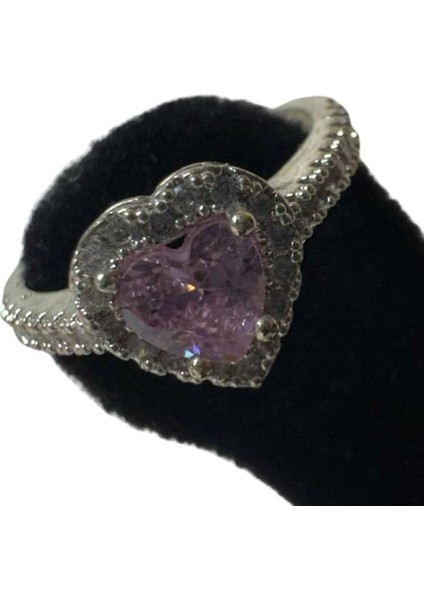 2478 Pembe Taşlı Kalp Model Ayarlanabilir Çelik Yüzük fırsatları