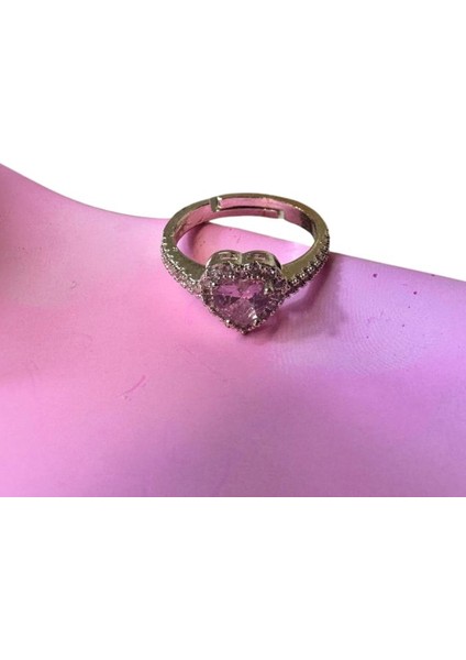2478 Pembe Taşlı Kalp Model Ayarlanabilir Çelik Yüzük indirimleri