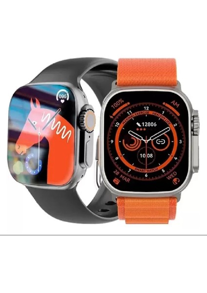 Hw8 Ultra Çift Kordon 49MM - Siri Nfc Bluetooth Arama Konuşma - Ios & Android Uyumlu Akıllı Saat ( Lisinya )