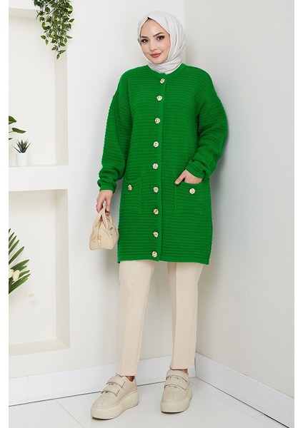Lezgi Düğmeli Triko Hırka 1599 - Yeşil fiyatları