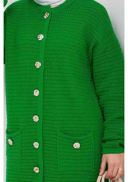 Lezgi Düğmeli Triko Hırka 1599 - Yeşil modelleri