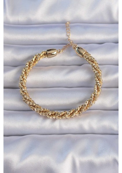 Pirinç Altın Renk Sarmal Model Bileklik