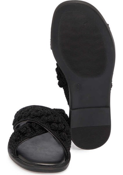Siyah Vegan-Tekstil Kadın Terlik - K24Y1TR67082-D62