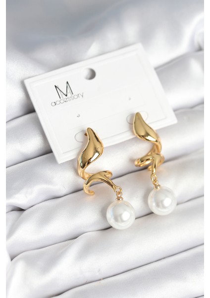 Inci Detaylı Sarmal Model Gold Renk Pirinç Kadın Küpe TG27BKP11291