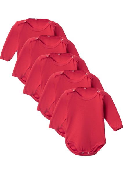 %100 Pamuklu Penye Likralı Kumaş Çıtçıtlı Uzun Kol Bebek Badi Zıbın Renkli