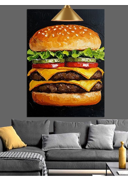 Büyük Bir Görkemli Taze Hamburger Dekoratif Kanvas - Mdf Ahşap Tablo indirimleri