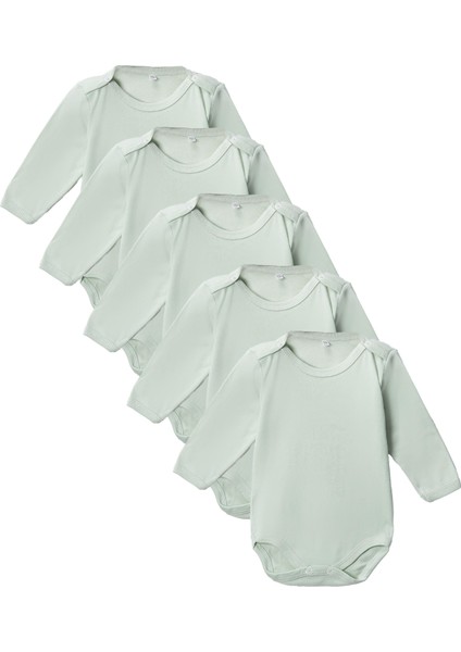 %100 Pamuklu Penye Likralı Kumaş Çıtçıtlı Uzun Kol Bebek Badi Zıbın Renkli