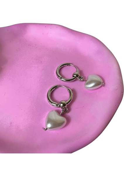 0421 Inci Kalpli Model Çelik Halka Küpe