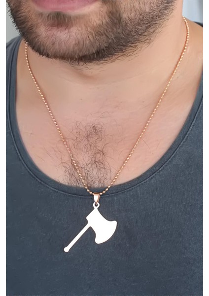 Rose Renk Metal Balta Figürlü Erkek Kolye fiyatları