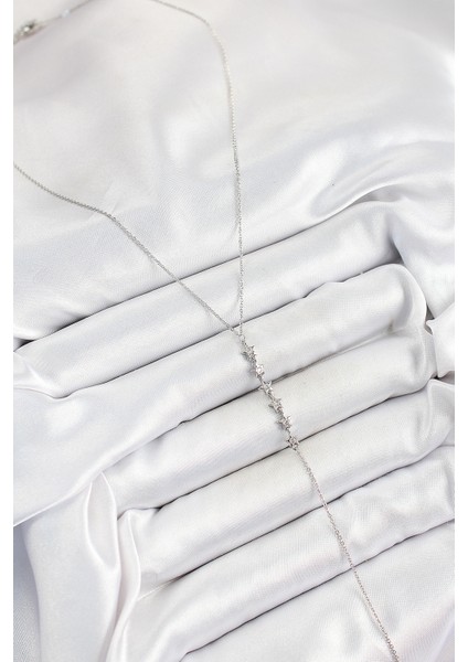 Pirinç Zirkon Taşlı Sıralı Yıldız Figürlü Y Model Gümüş Renk Kadın Kolye fiyatları