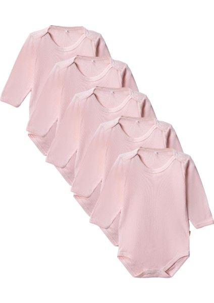 %100 Pamuklu Penye Likralı Kumaş Çıtçıtlı Uzun Kol Bebek Badi Zıbın Renkli