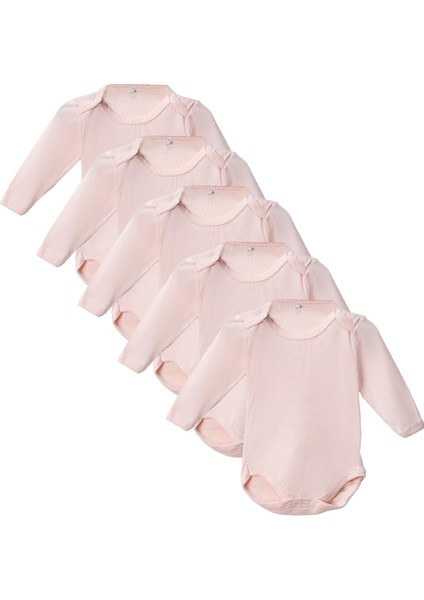 %100 Pamuklu Penye Likralı Kumaş Çıtçıtlı Uzun Kol Bebek Badi Zıbın Renkli