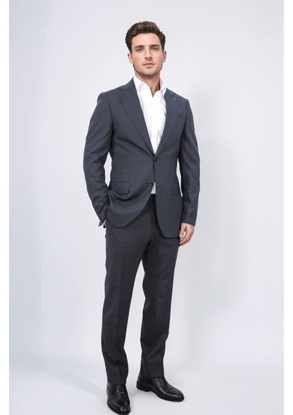 Slim Fit Mono Yaka Antrasit Takım Elbise