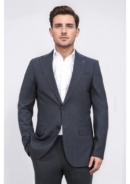Slim Fit Mono Yaka Antrasit Takım Elbise