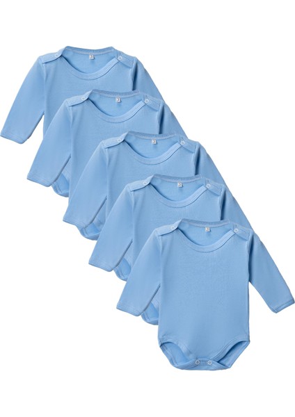 %100 Pamuklu Penye Likralı Kumaş Çıtçıtlı Uzun Kol Bebek Badi Zıbın Renkli