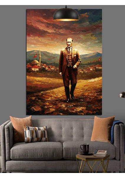 Mustafa Kemal Atatürk Yürürken Dekoratif Kanvas - Mdf Ahşap Tablo
