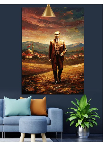 Mustafa Kemal Atatürk Yürürken Dekoratif Kanvas - Mdf Ahşap Tablo fiyatları