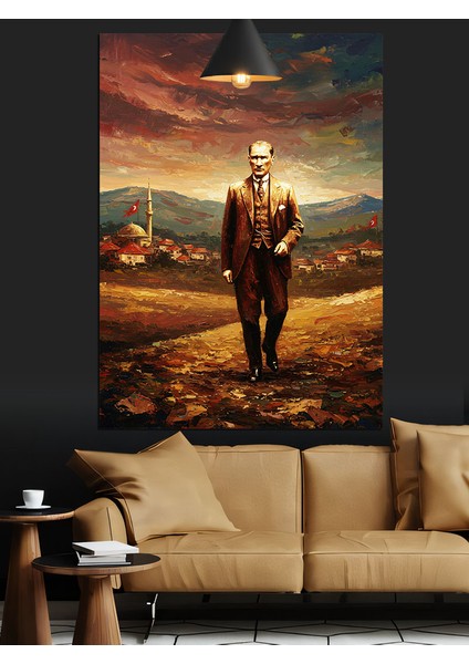 Mustafa Kemal Atatürk Yürürken Dekoratif Kanvas - Mdf Ahşap Tablo modelleri