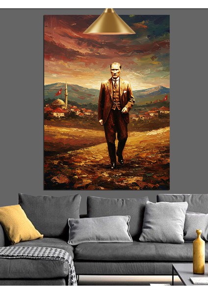 Mustafa Kemal Atatürk Yürürken Dekoratif Kanvas - Mdf Ahşap Tablo fırsatları