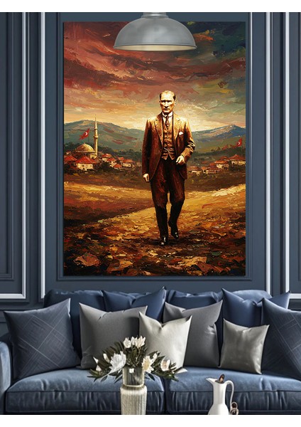 Mustafa Kemal Atatürk Yürürken Dekoratif Kanvas - Mdf Ahşap Tablo indirimleri