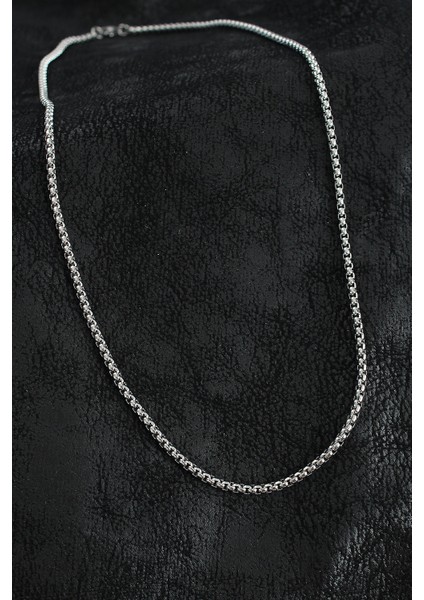 316L Çelik Örme Zincir Model Gümüş Renk Erkek Kolye