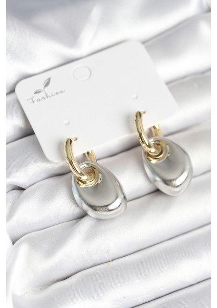 Pirinç Damla Model Gümüş Gold Renk Kadın Küpe TG27BKP11297