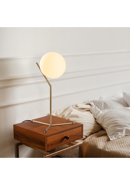 Luminar Modern Glop Cam Başlıklı Masa Lambası Dekoratif Aydınlatma Parlak Gold LUMINAR-14161 indirimleri