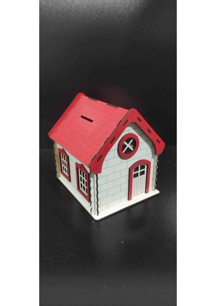 Ahşap Ev Kumbara Kırmızı Beyaz fiyatları