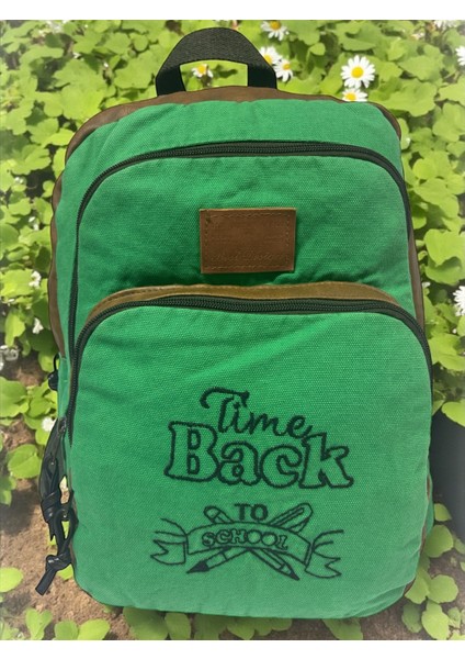 Old Cotton Kaliteli Siyah Vintage Salaş Baskılı Disayn Günlük Gezi Okul Sırt Çantası Revilla Bag 28X38CM