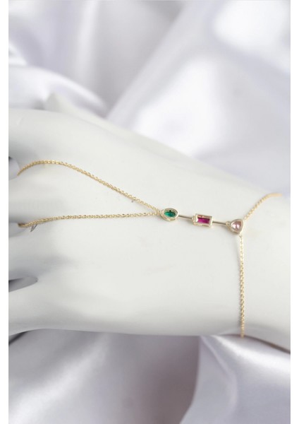 Pirinç Renkli Zirkon Taşlı Model Gold Renk Şahmeran - TJ-SN723