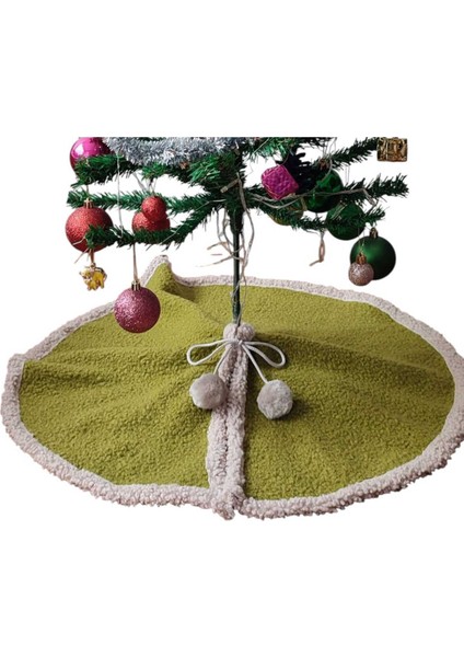 , Yılbaşı Çam Ağacı Altı Örtüsü, Çam Ağacı Ayak Halısı Örtüsü, Yeşil Renk, Peluş 70 cm