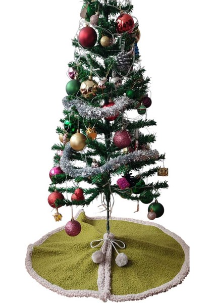 , Yılbaşı Çam Ağacı Altı Örtüsü, Çam Ağacı Ayak Halısı Örtüsü, Yeşil Renk, Peluş 70 cm
