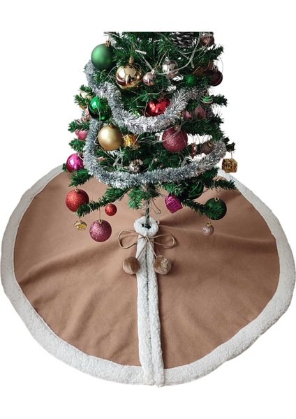 , Yılbaşı Çam Ağacı Altı Örtüsü, Çam Ağacı Ayak Halısı Örtüsü, Sütlü Kahve Renk, 88 cm