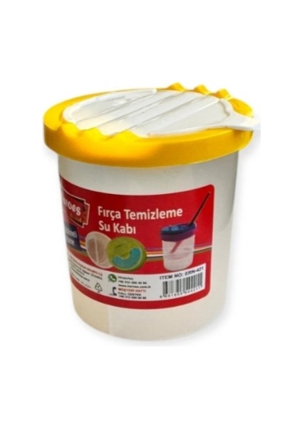 2 Bölmeli Hazne Fırça Temizleme Sulu Boya Kabı Sarırenk