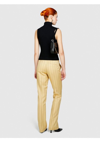 Liyosel Karışımlı Çizgili Hafif Kloş Pantolon Kadın Siyah Mix Pantolon - 324P47I2LF04X