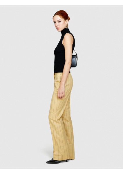 Liyosel Karışımlı Çizgili Hafif Kloş Pantolon Kadın Siyah Mix Pantolon - 324P47I2LF04X fırsatları