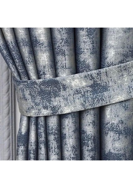 Mavi Istanbul Fon Desen Yeni Sezon Pileli, Kırışmaz, Özel Koleksiyon ( Tek Kanat ) Tül, Perde,