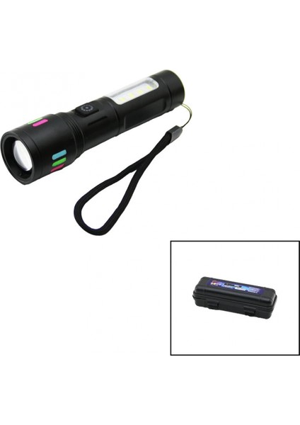 Metal Gövde 2ın1=zoom - Rgb 9 LED El Feneri USB Şarjlı Mini Pls.kutulu (4887)