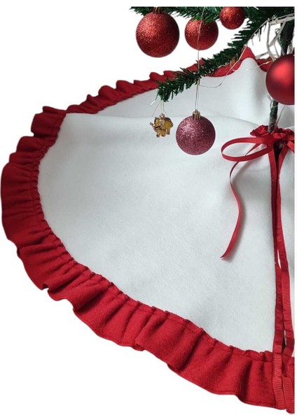 , Yılbaşı Çam Ağacı Altı Örtüsü, Çam Ağacı Ayak Halısı Örtüsü,peluş ,beyaz Renk, 95 cm fırsatları