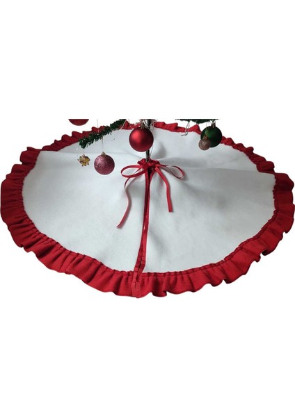 , Yılbaşı Çam Ağacı Altı Örtüsü, Çam Ağacı Ayak Halısı Örtüsü,peluş ,beyaz Renk, 95 cm