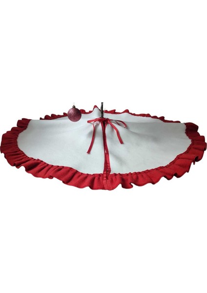 , Yılbaşı Çam Ağacı Altı Örtüsü, Çam Ağacı Ayak Halısı Örtüsü,peluş ,beyaz Renk, 95 cm