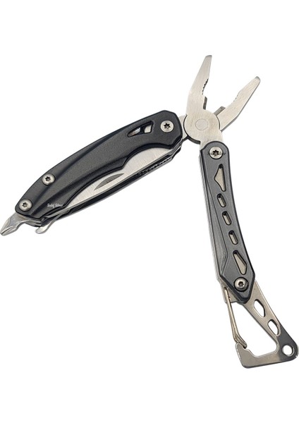 Mini 5 Fonksiyonlu Çok Amaçlı Katlanır Çakı – Pense – Testere – Açacak – Tornavida Özellikli Karabinalı Kılıflı Mini Cep Çakısı