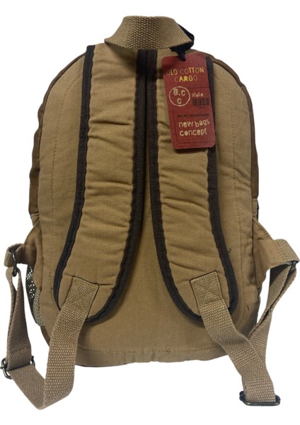 Old Cotton Kaliteli Siyah Vintage Salaş Baskılı Disayn Günlük Gezi Okul Sırt Çantası Revilla Bag 28X38CM