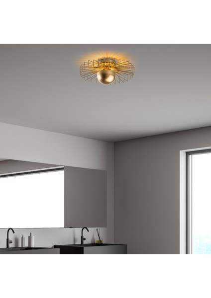 Tel Başlık Model Metal Plafönyer Avize Parlak Gold, Dekoratif Tavan Aydınlatma KAYA-15222-M fiyatları