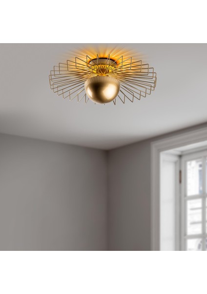 Tel Başlık Model Metal Plafönyer Avize Parlak Gold, Dekoratif Tavan Aydınlatma KAYA-15226-L
