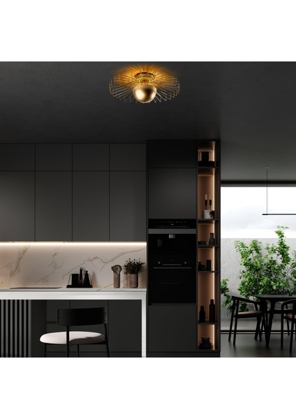 Tel Başlık Model Metal Plafönyer Avize Parlak Gold, Dekoratif Tavan Aydınlatma KAYA-15226-L fiyatları