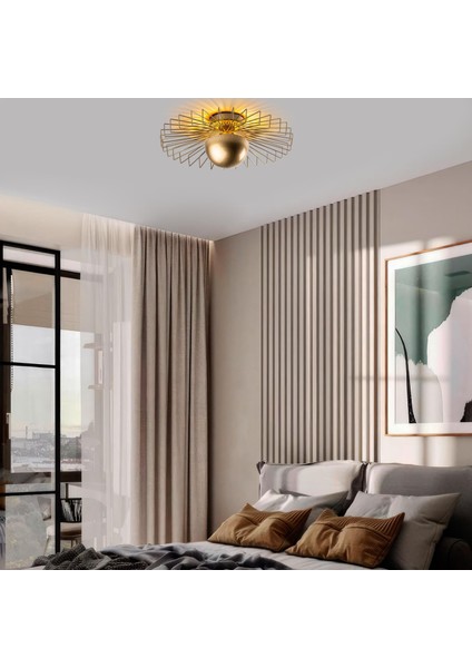 Tel Başlık Model Metal Plafönyer Avize Parlak Gold, Dekoratif Tavan Aydınlatma KAYA-15226-L modelleri