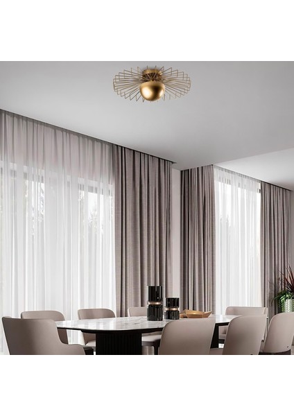 Tel Başlık Model Metal Plafönyer Avize Parlak Gold, Dekoratif Tavan Aydınlatma KAYA-15226-L fırsatları