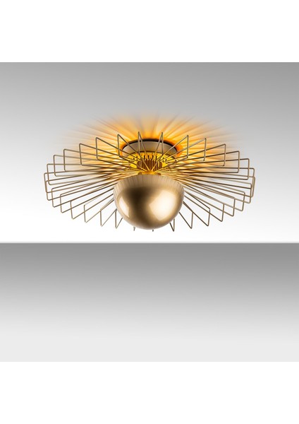 Tel Başlık Model Metal Plafönyer Avize Parlak Gold, Dekoratif Tavan Aydınlatma KAYA-15226-L